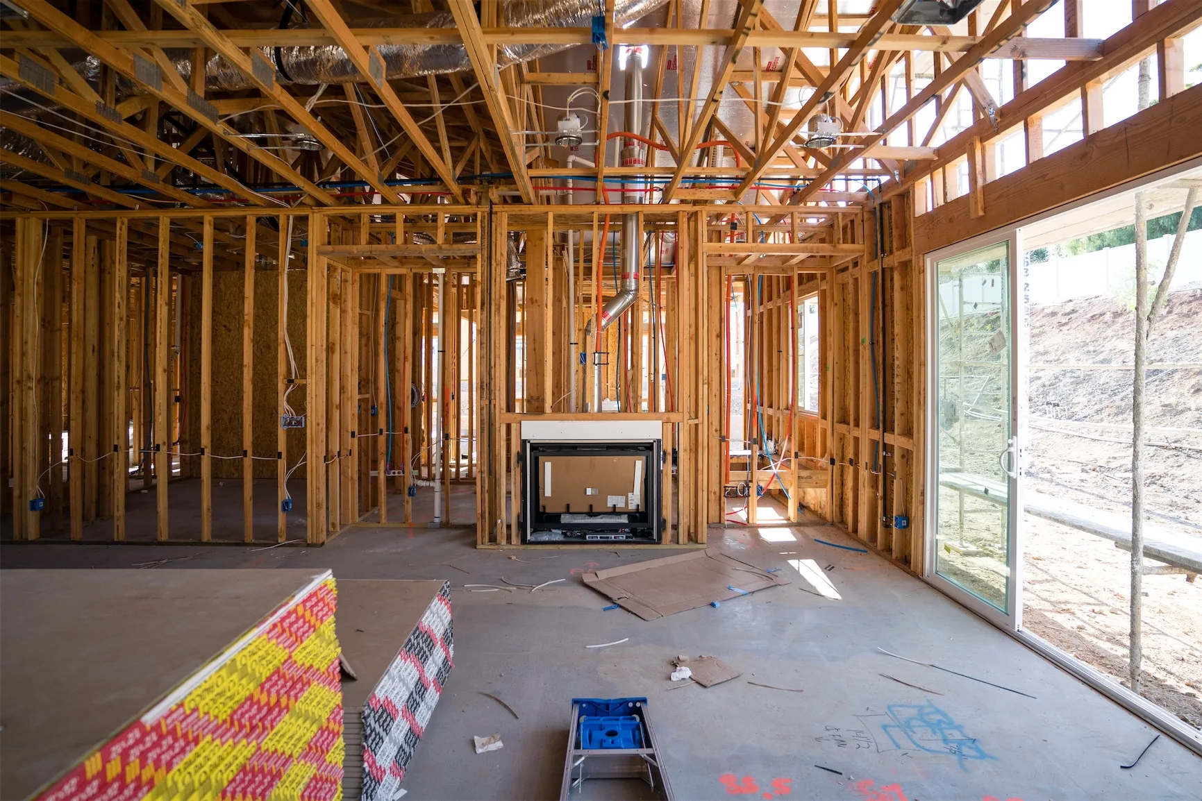 Framing and rough-in before the walls go up